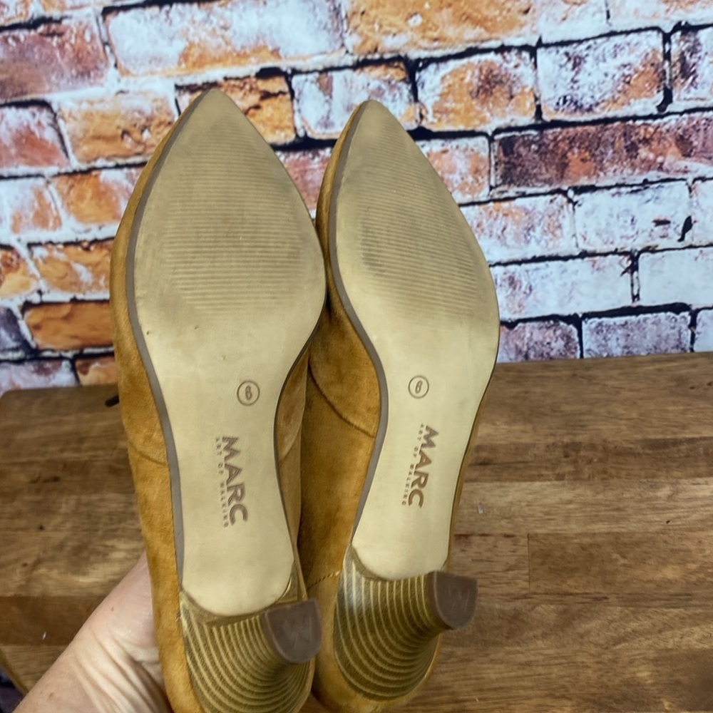 Marc Art of Walking Tan Suede Leather Lace-Up Pointy Toe Heels Sz 9 - Picture 13 of 17